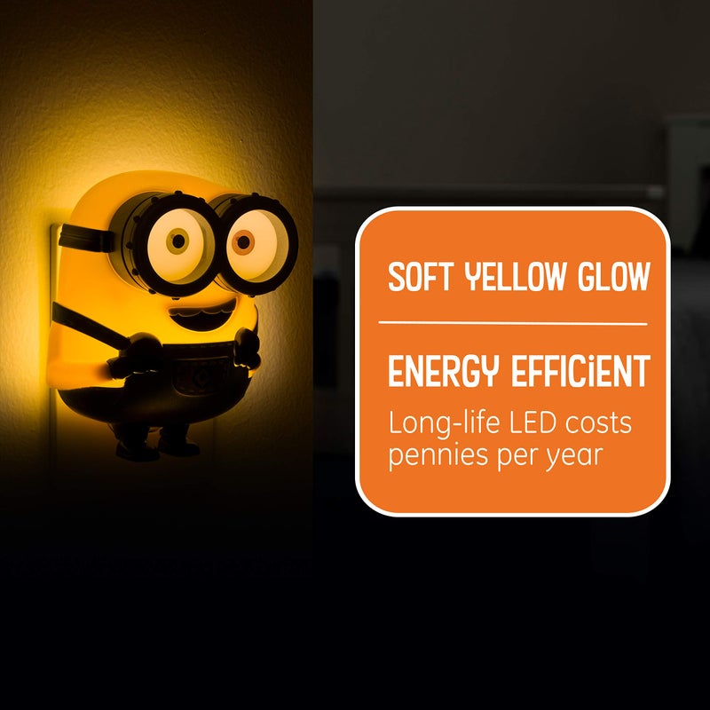 Minions مصباح LED ليلي من مينيونز: صعود غرو، قابل للتوصيل، من الغسق إلى الفجر، مدرج في UL، توهج أصفر، أشياء مروعة، بوب، مثالي لغرفة نوم الأطفال، حضانة، حمام، 43742 - Image 3